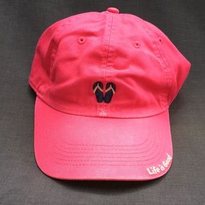 Pink Life Is Good Flip Flops hat 6 panel cap